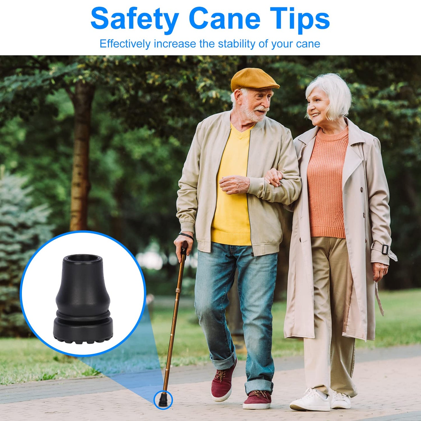4 Pack Non-Slip Rubber Replacement Cane Tip