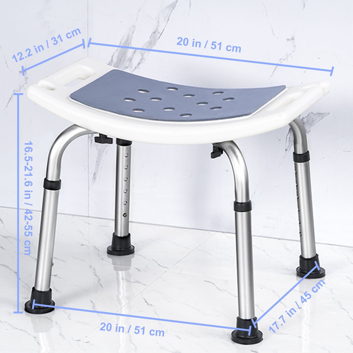 Shower Chair w/ Optional Backrest &  Suction Cups