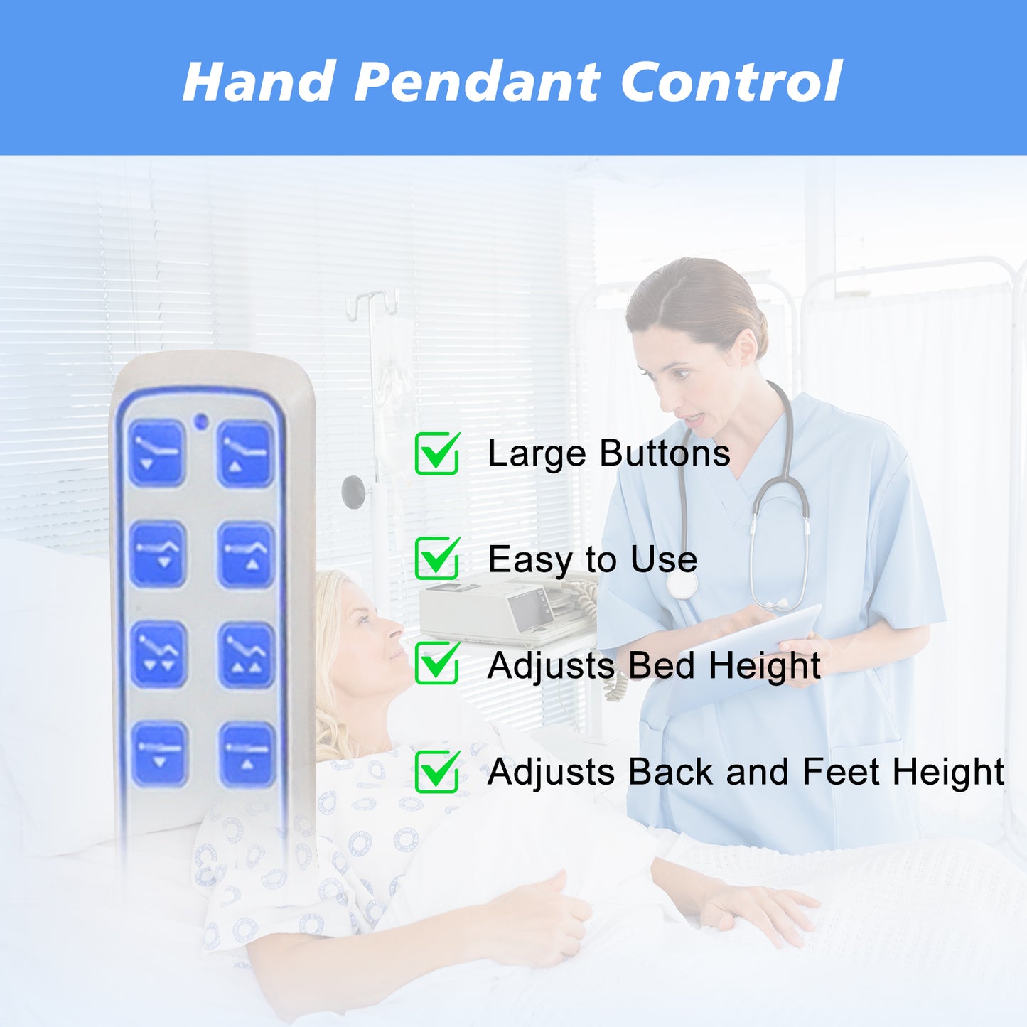 3-Function Remote Control Electric Hospital Bed (Mattress Included)