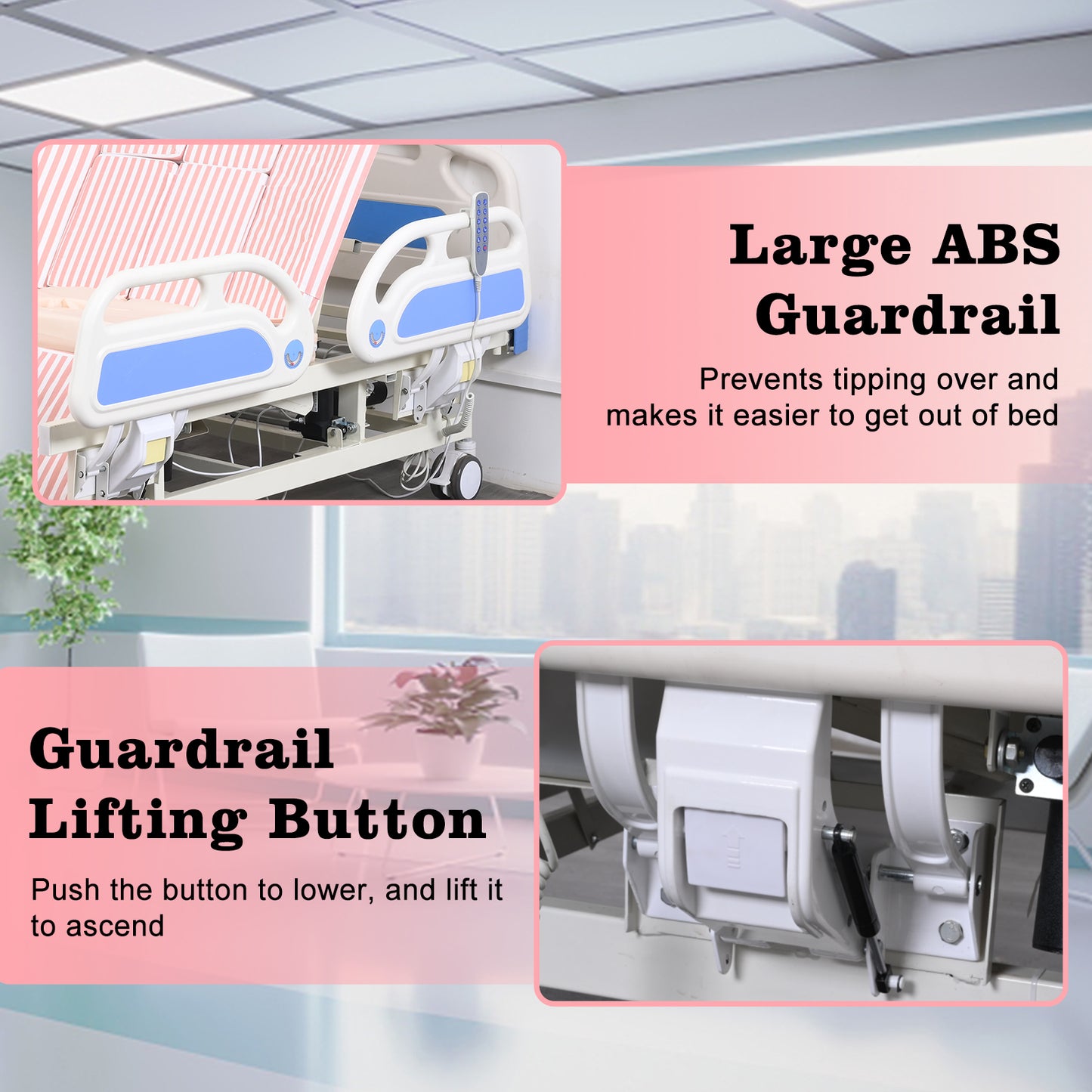 Widened 5-Function Electric Hospital Bed (Mattress Included)