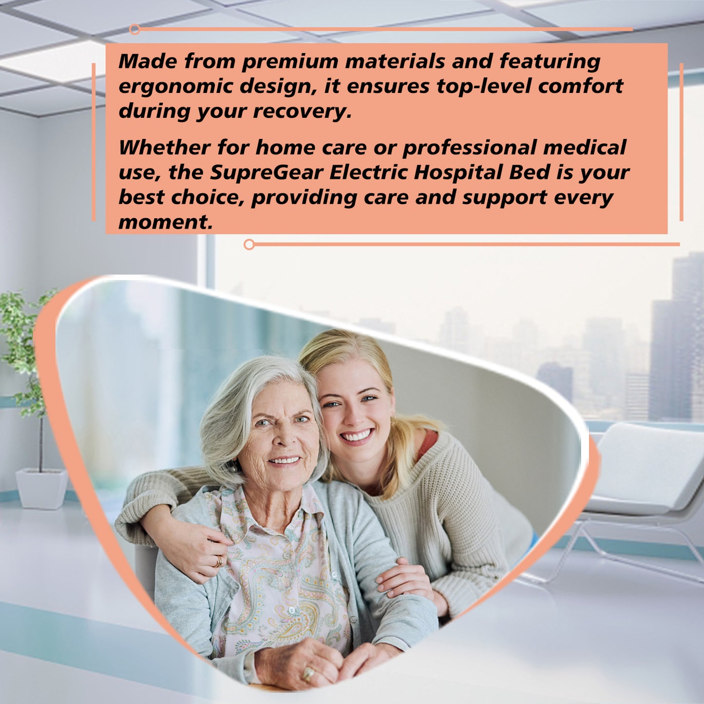 3-Function Manual Crank Hospital Bed (Mattress Included)