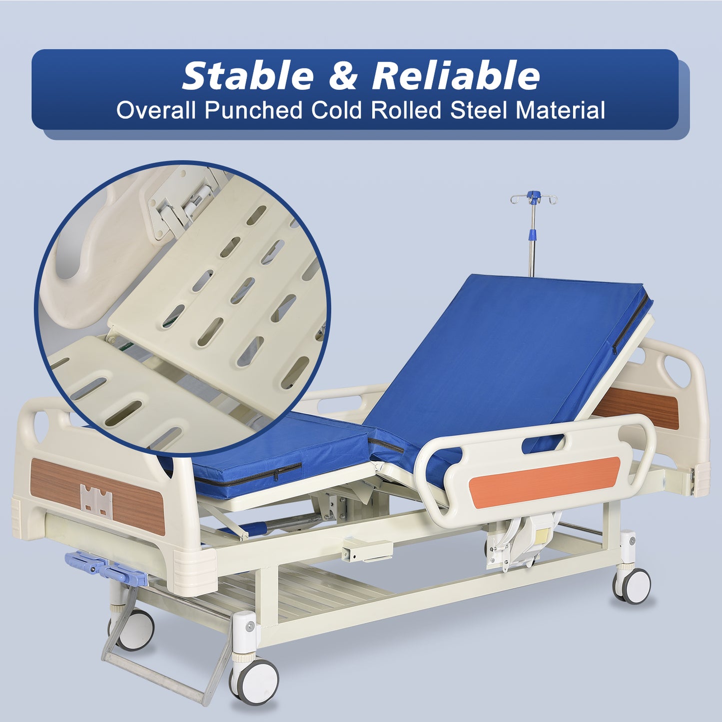 Hidden Adjustable Crank Hospital Bed(Mattress Included)