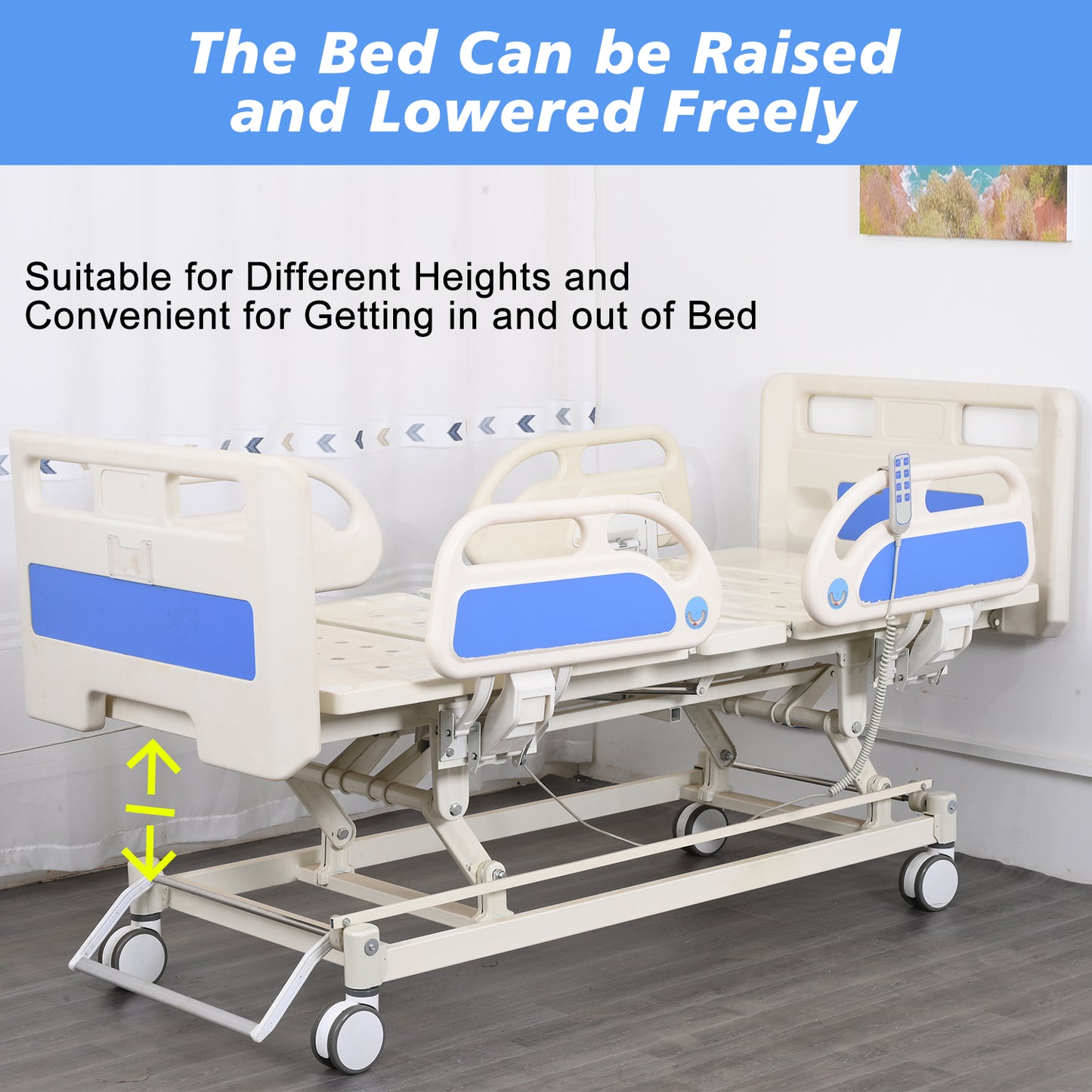 3-Function Remote Control Electric Hospital Bed (Mattress Included)