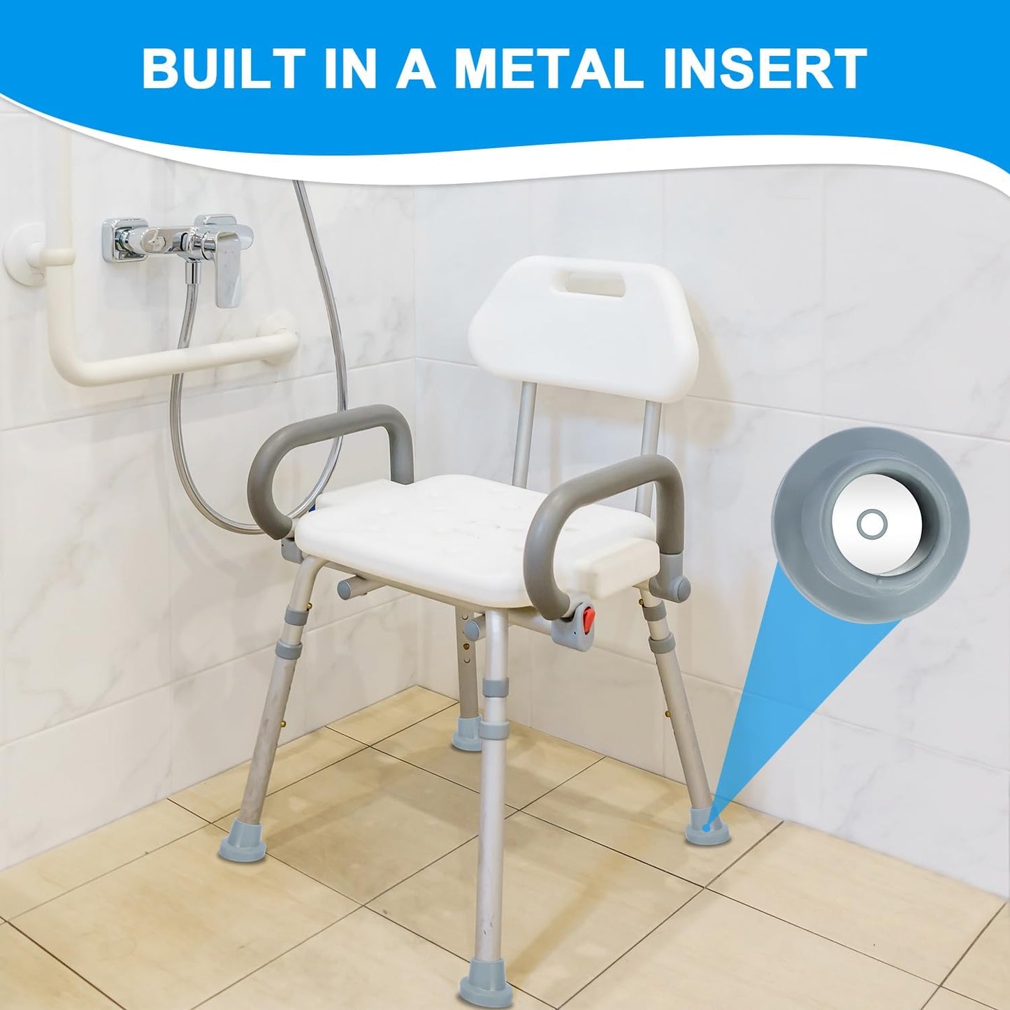 1-1/8" Shower Chair Feet, Non-Slip Suction Pads, 4-Pack