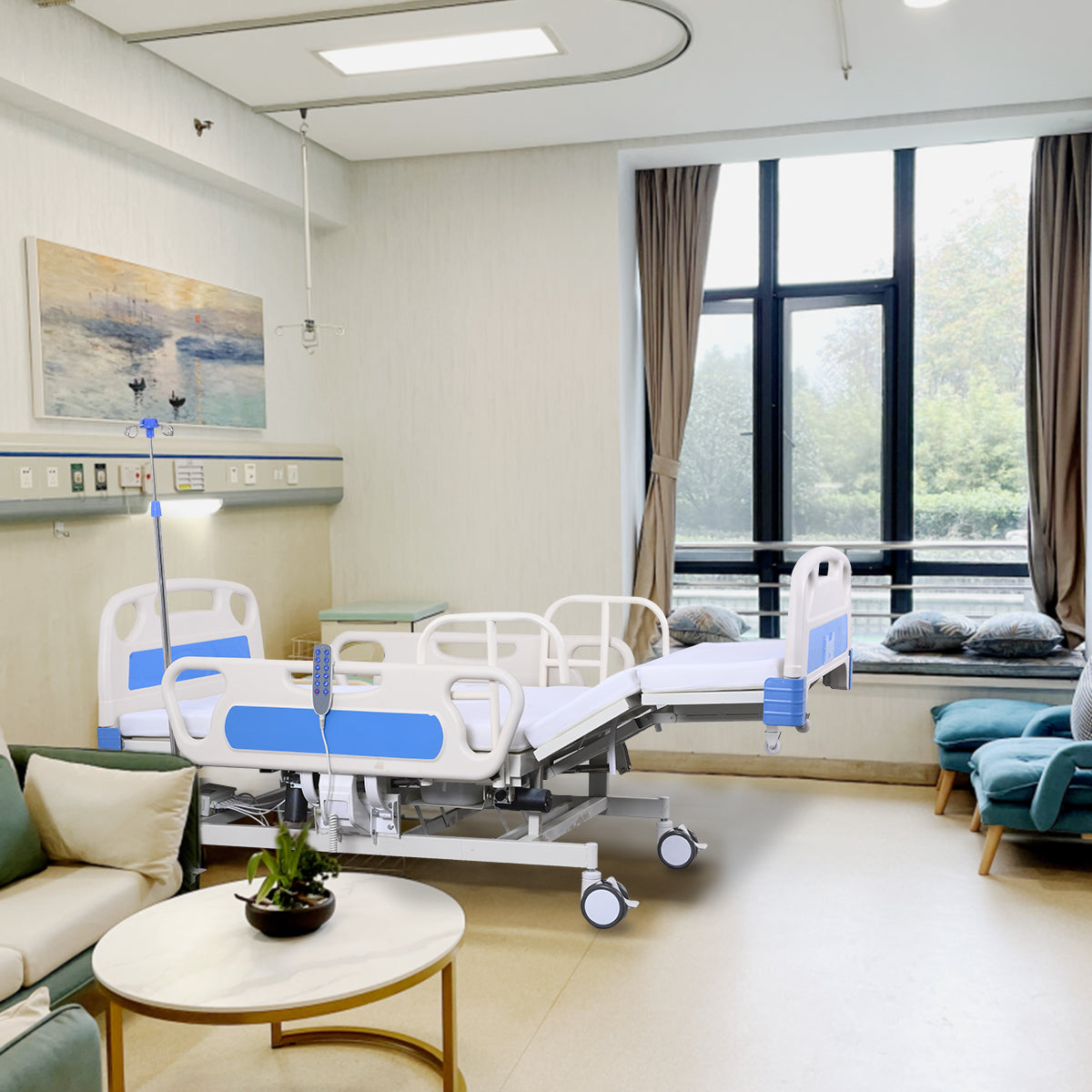 Widened 5-Function Electric Hospital Bed (Mattress Included)