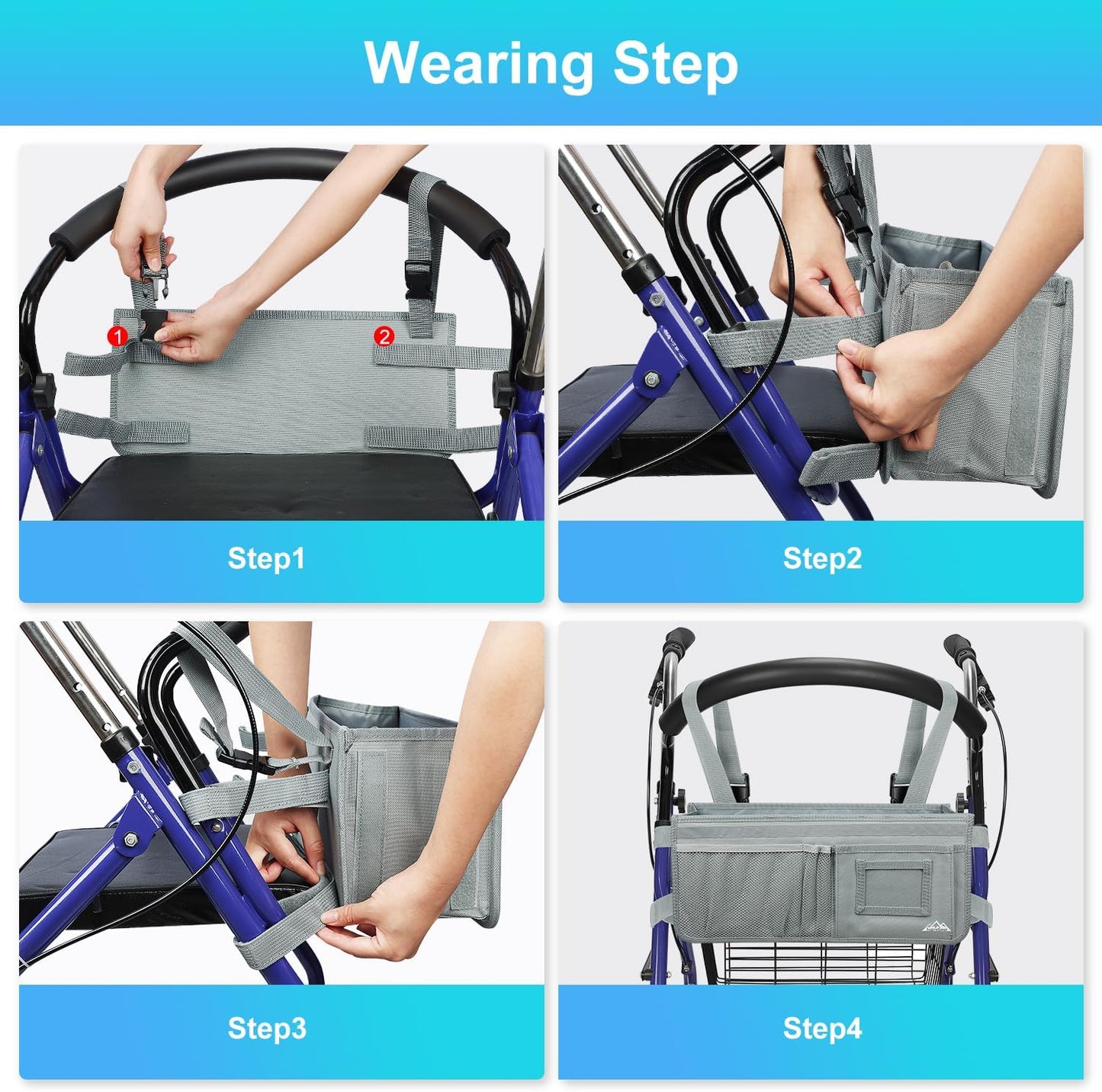 Rollator Basket, Large Waterproof Walker Organizer Bag