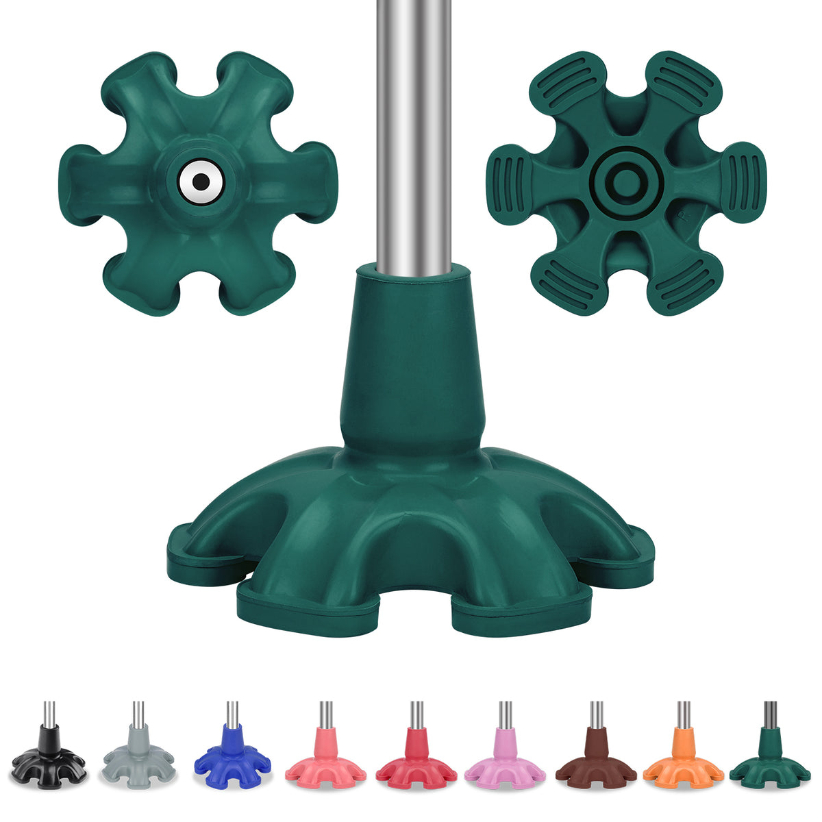 Self Standing Cane Tip 3/4 Inch 6-Prong Anti-Slip Rubber Replacement