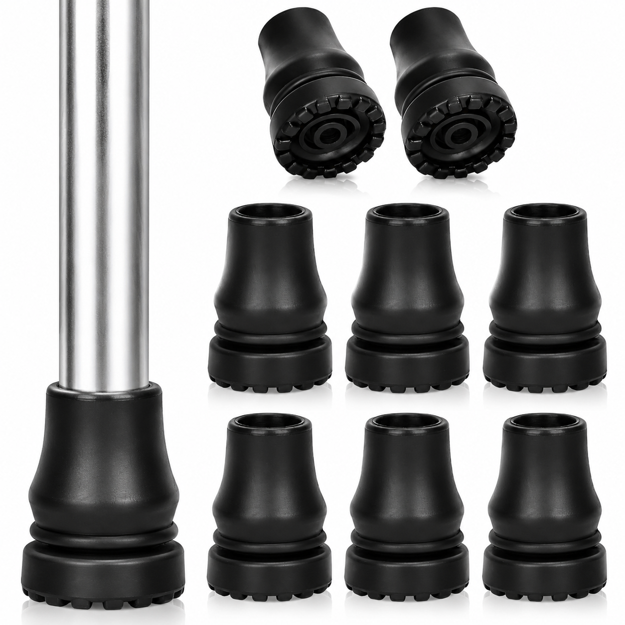 5/8 Inch Cane Tips 8 Pack Non-Slip Rubber Replacement Tips for Canes & Crutches