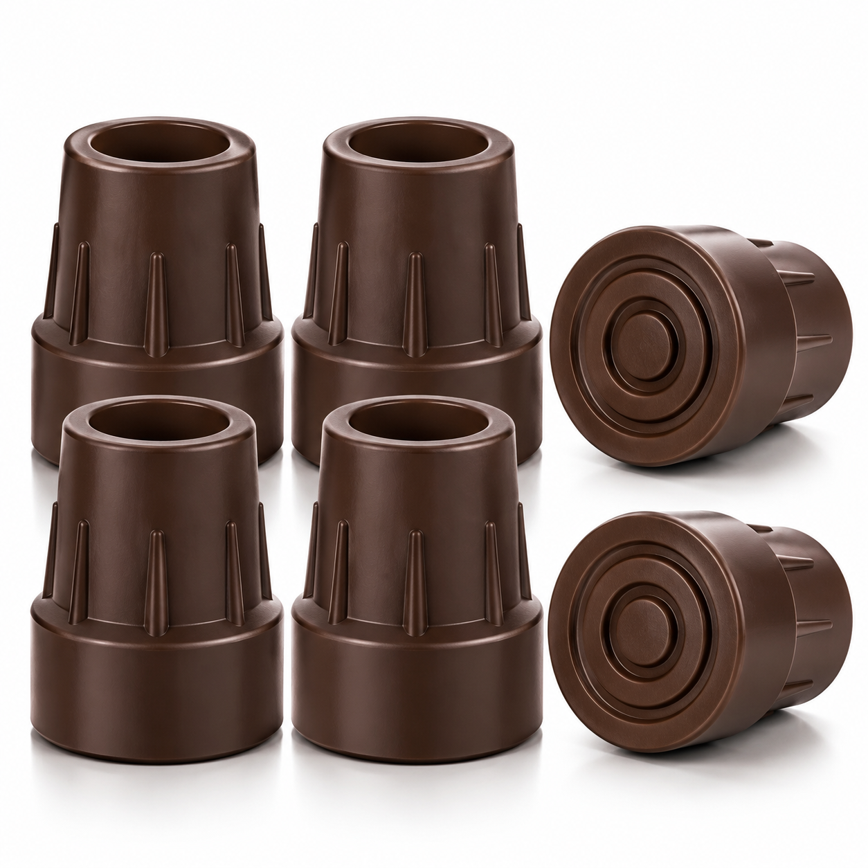 1 Inch Cane Tips 6 Pack Heavy Duty Rubber Replacement Crutch Tips for Walker Cane