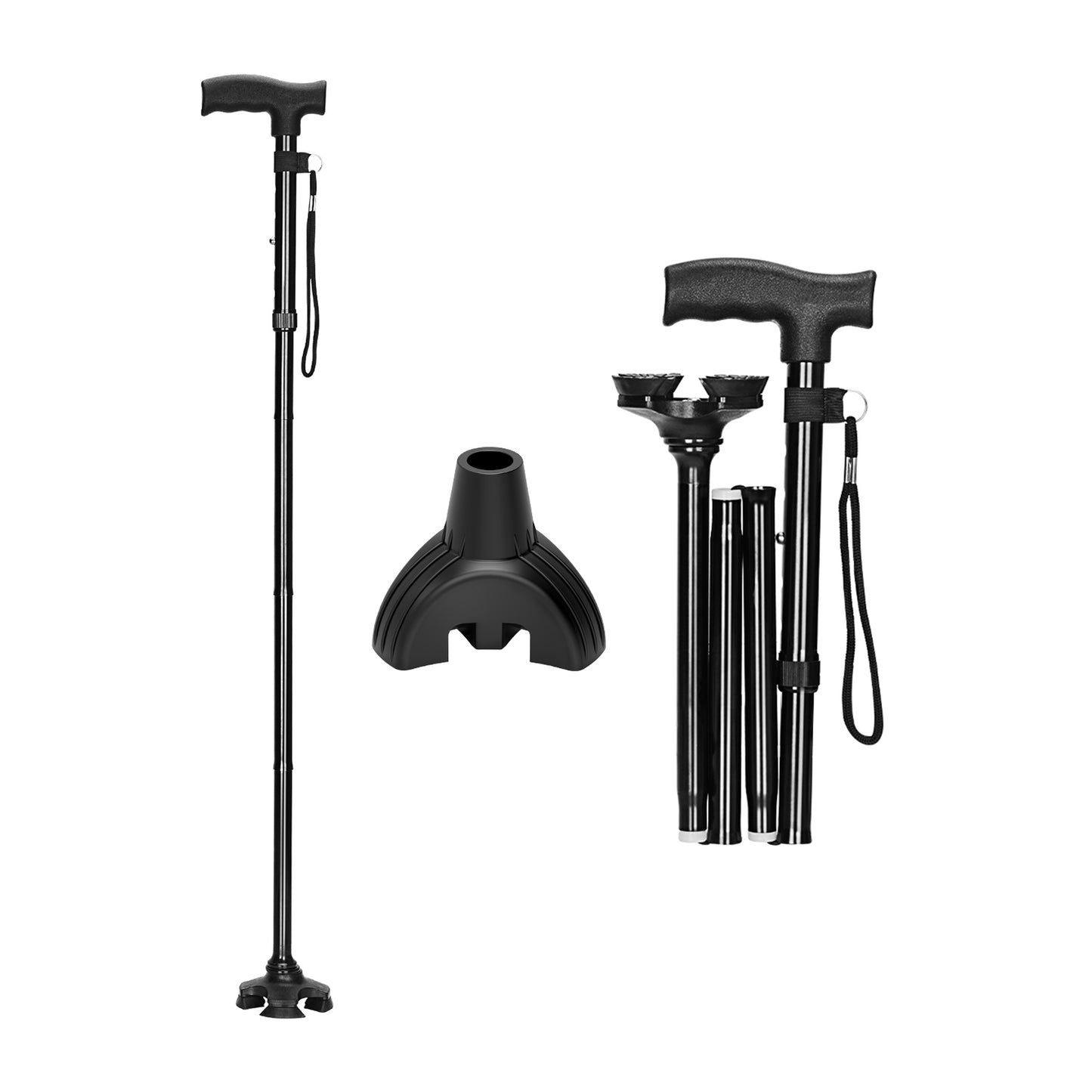 Save 40% - Cane Set: Folding Cane x 1, 3-Prong Cane Tips (3/4" ) x 1