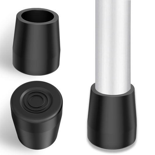 1-Inch Walker Rubber Tips (6-Pack) – Non-Skid with Metal Insert