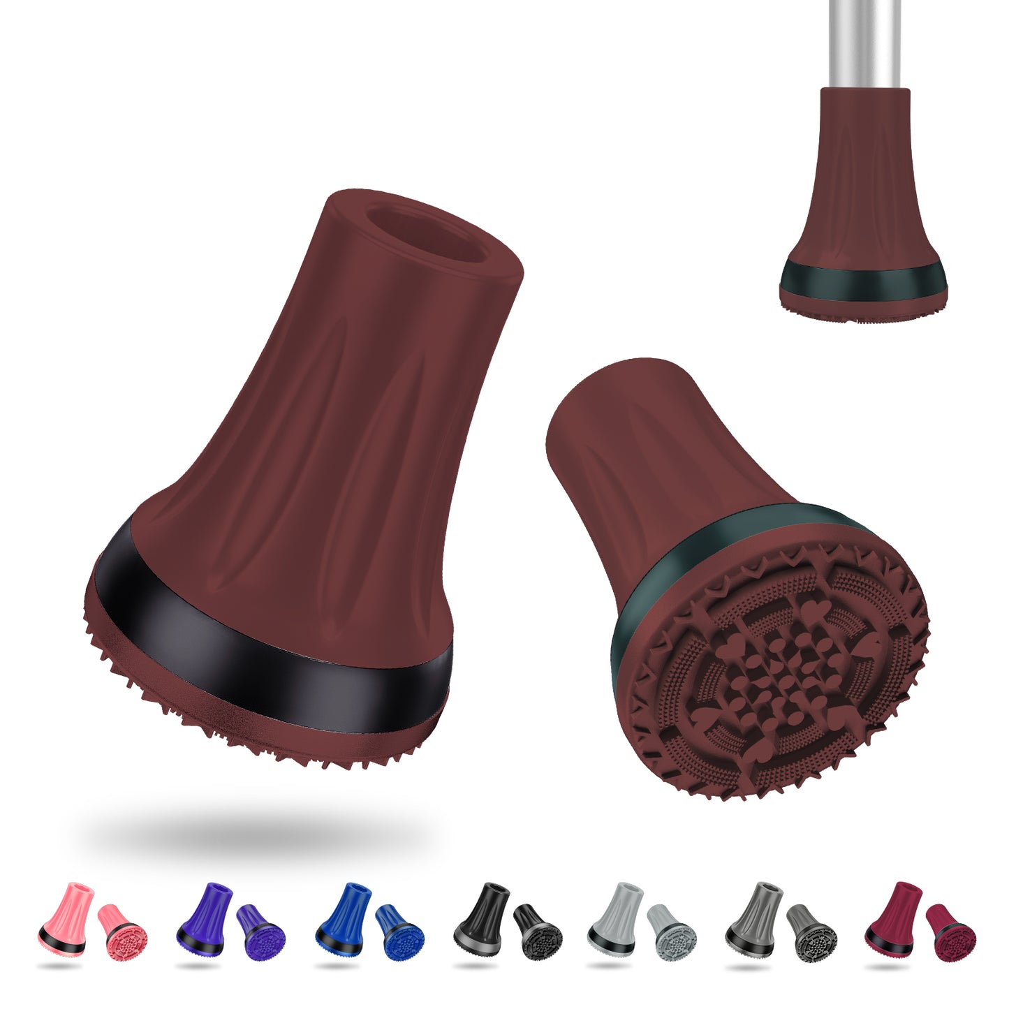 7/8" Heavy Duty Anti-Slip Cane Tips, 2-Pack