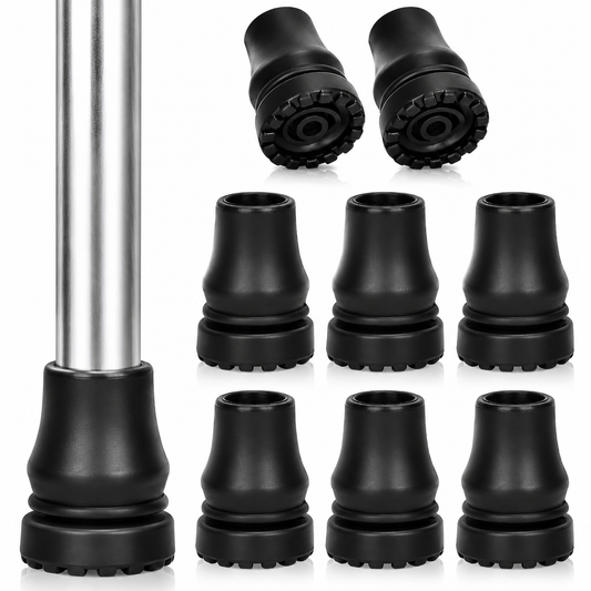 5/8 Inch Cane Tips 8 Pack Non-Slip Rubber Replacement Tips for Canes & Crutches