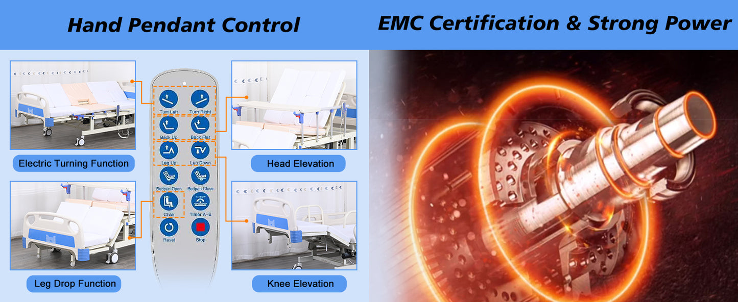 4-Function Remote Control Electric Hospital Bed (Mattress Included)