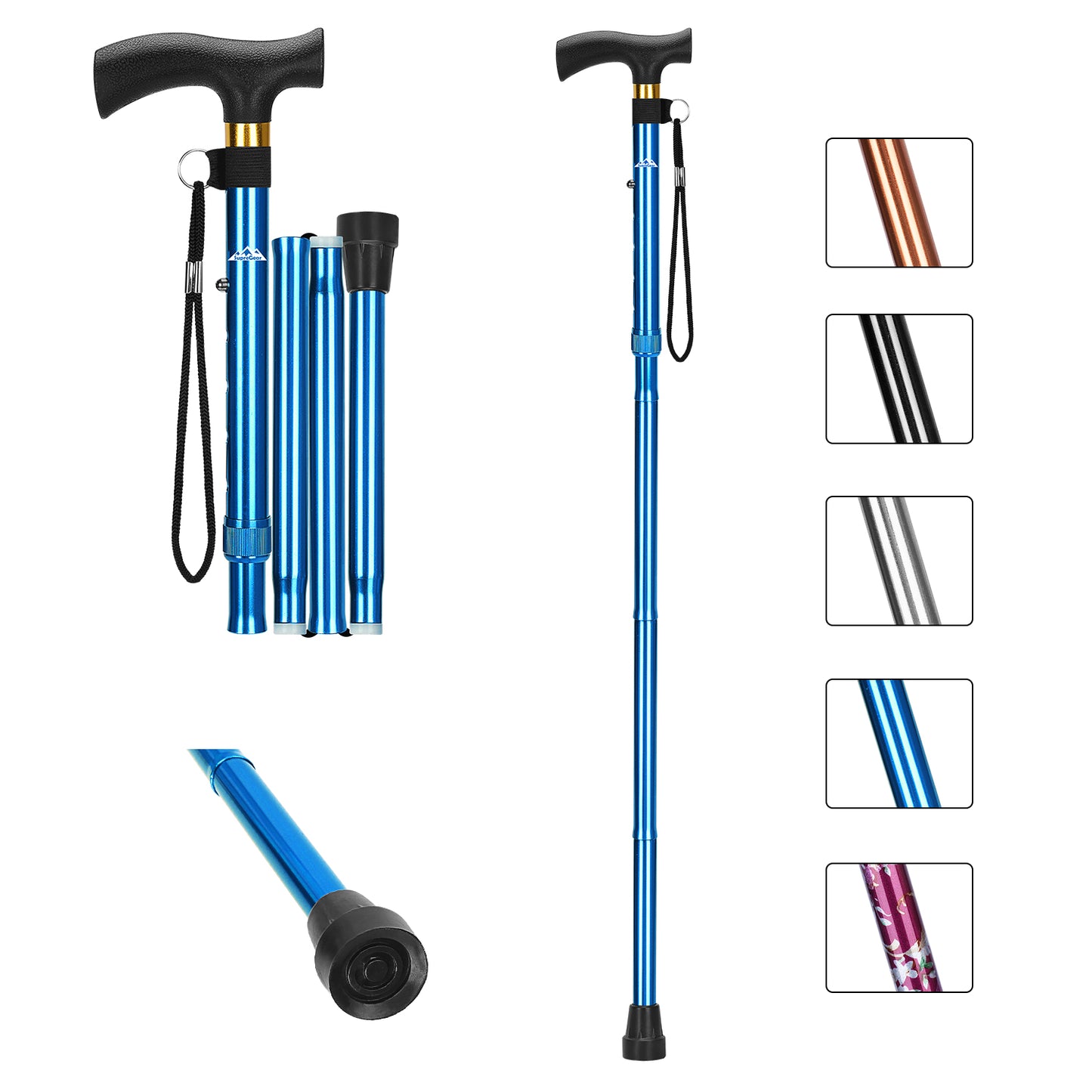 Collapsible Aluminum Folding Cane with T-Handle