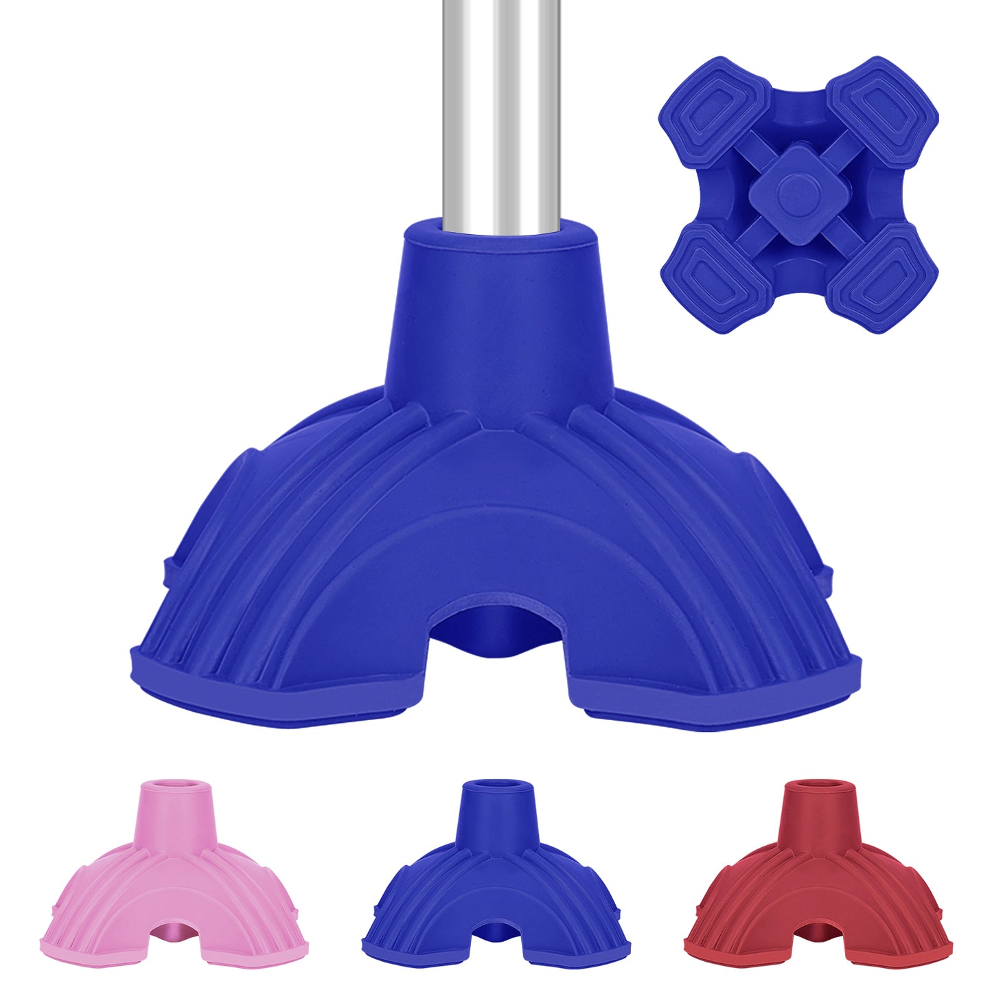 Self-Standing Cane Tip, 3/4 Inch Quad Rubber Base