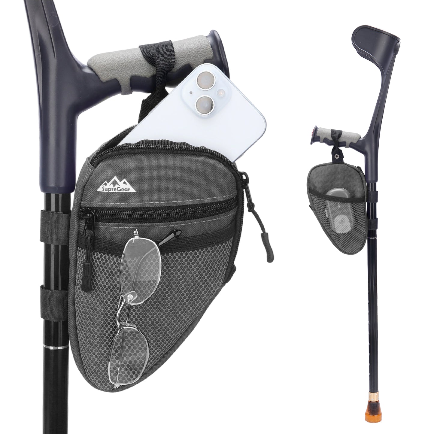Forearm Crutch Bag – Lightweight Water-Resistant Pouch with Cup Holder