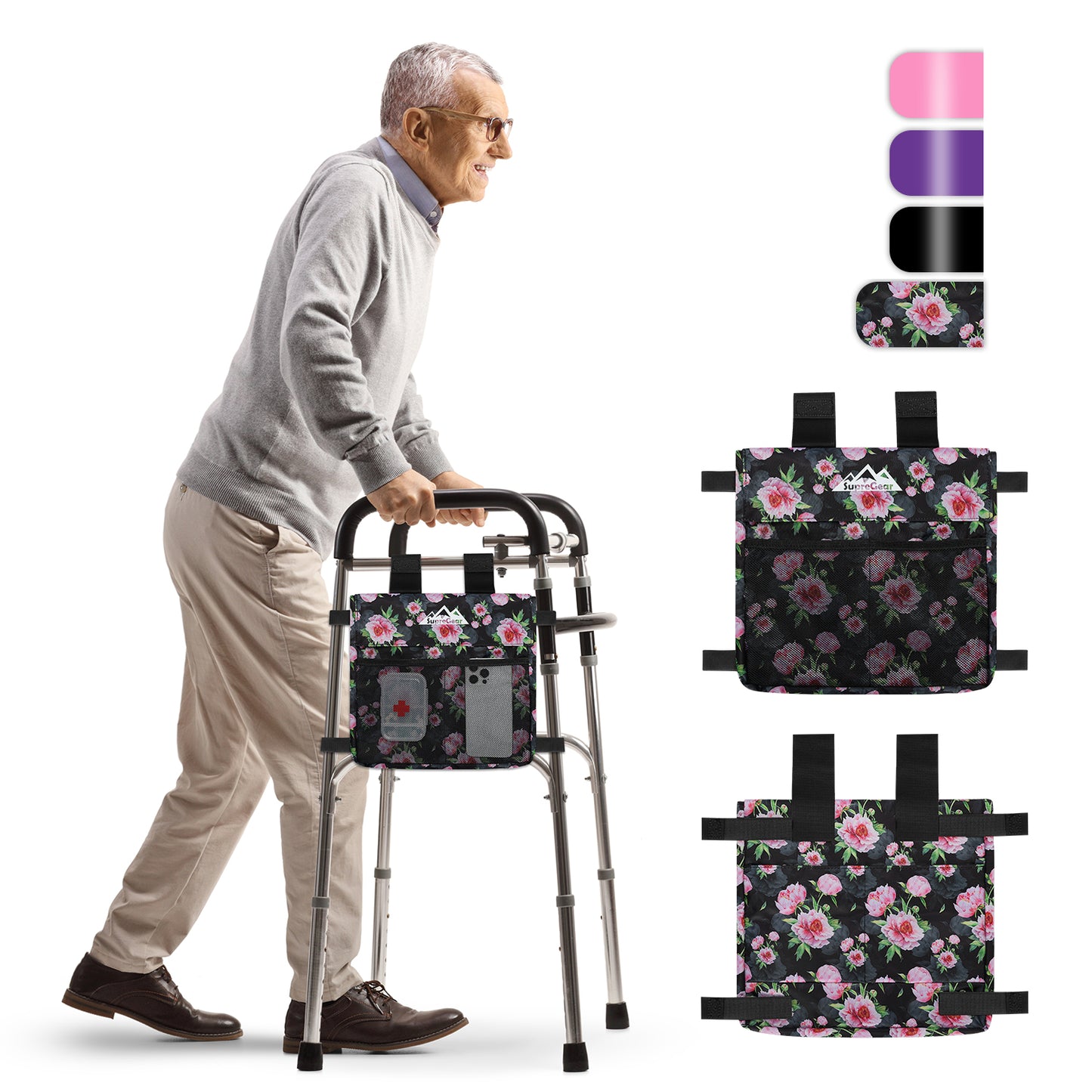 Water-Resistant Walker Side Bag, Basket Pouch