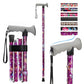 Folding Walking Cane, Adjustable Height, Lightweight Floral Cane