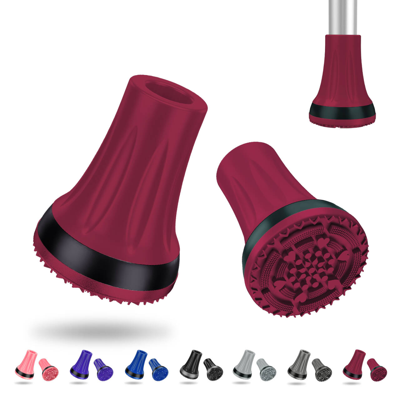 7/8" Heavy Duty Anti-Slip Cane Tips, 2-Pack