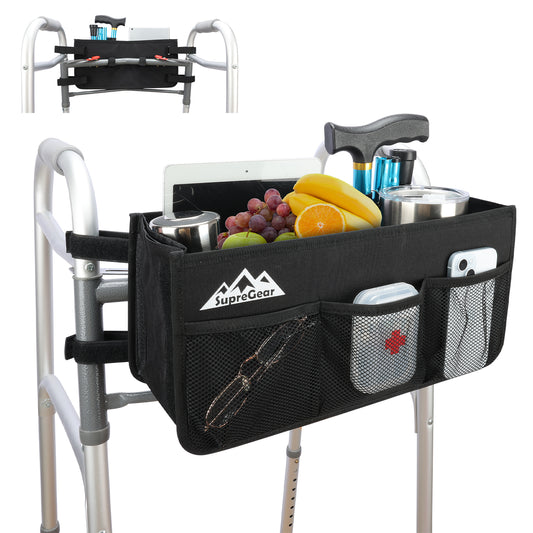 Walker Basket with Cup Holder, Foldable No-Tip Storage Bag