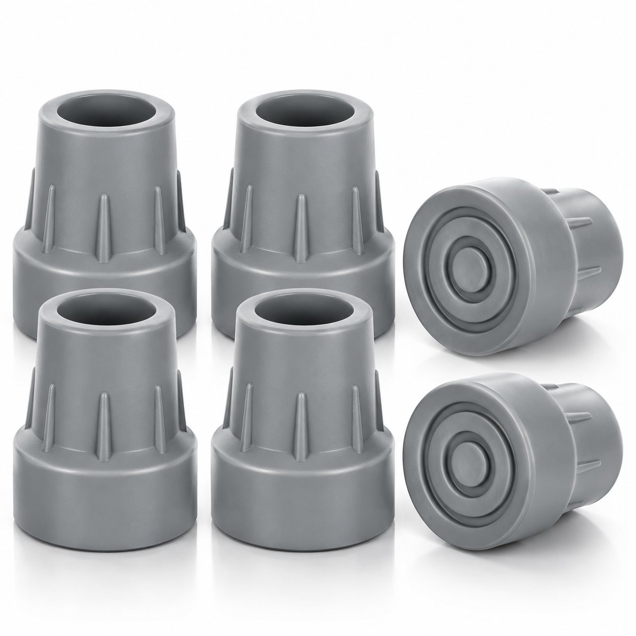 1 Inch Cane Tips 6 Pack Heavy Duty Rubber Replacement Crutch Tips for Walker Cane
