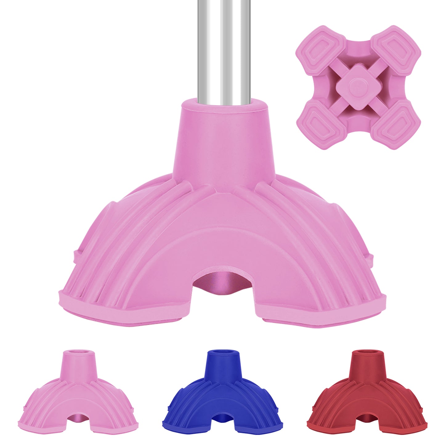 Self-Standing Cane Tip, 3/4 Inch Quad Rubber Base