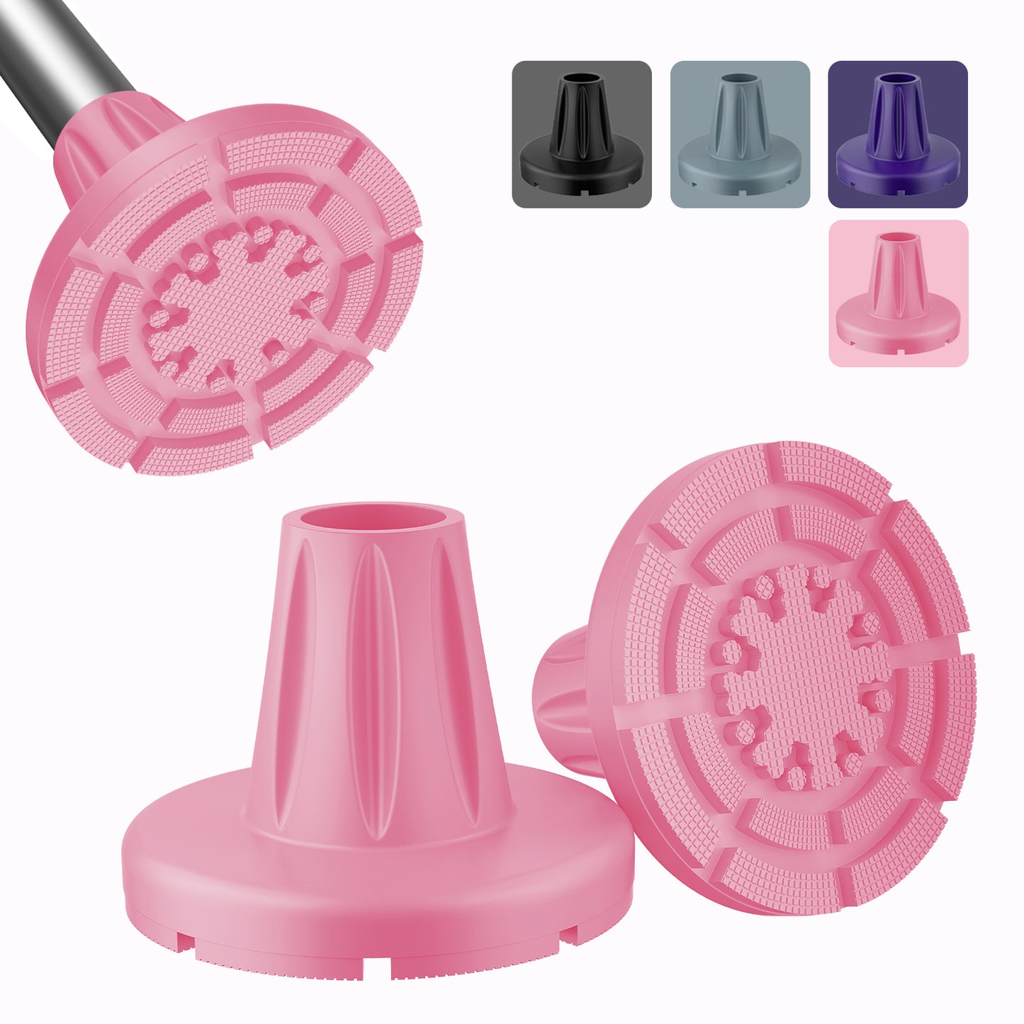 Heavy-duty 3/4-inch cane replacement tip with non-slip wide base for stability.