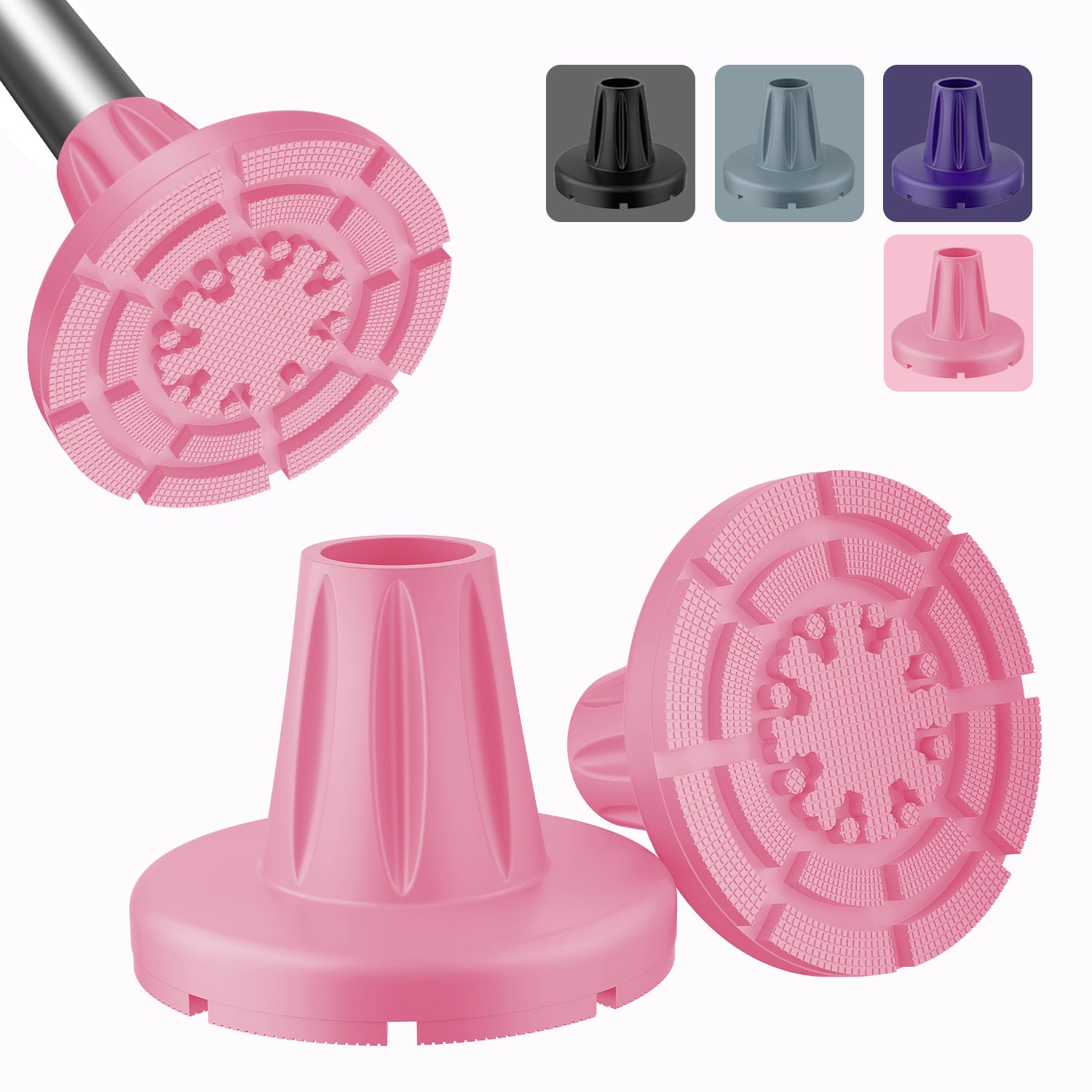 Heavy-duty 3/4-inch cane replacement tip with non-slip wide base for stability.