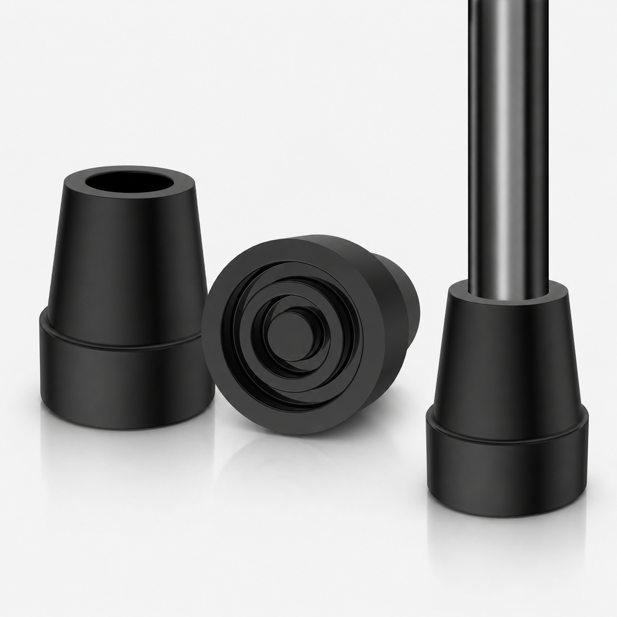 Non-Slip Rubber Cane Tip Replacement, Heavy Duty Walking Cane Foot with Metal Insert for Stability and Support