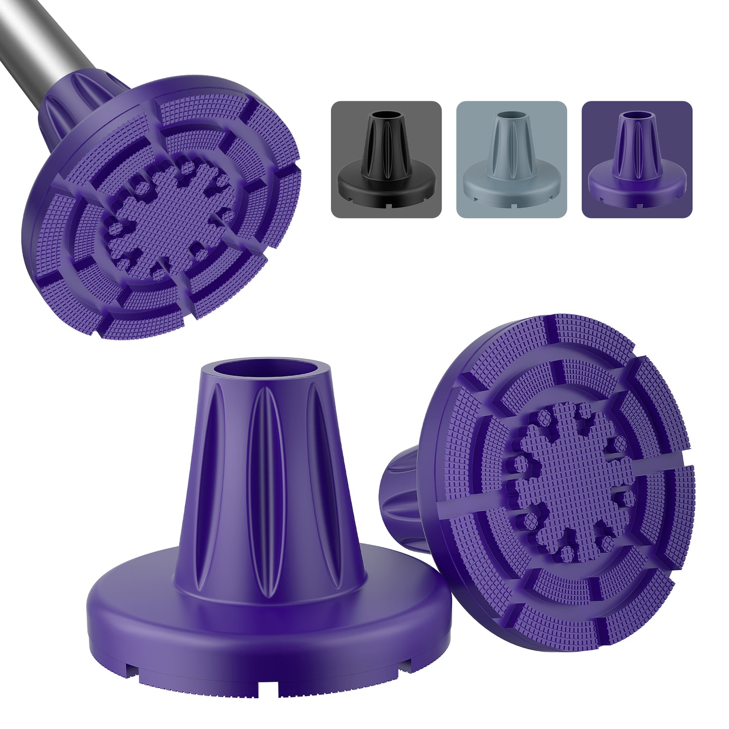 7/8" Heavy-Duty Anti-Slip Rubber Cane Tips with Steel Core, 2-Pack