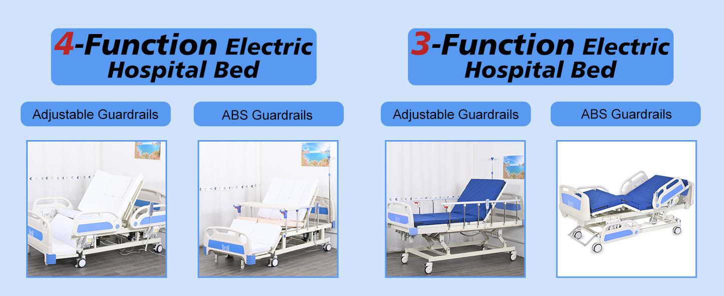4-Function Remote Control Electric Hospital Bed (Mattress Included)