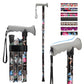 Folding Walking Cane, Adjustable Height, Lightweight Floral Cane