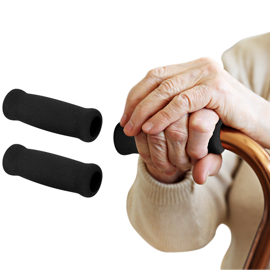SupreGear replacement cane grips set of 2, foam handles for offset walking canes, black, 4.35 x 0.98 inches.