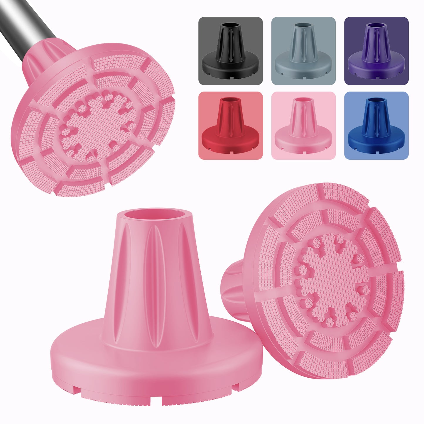 7/8" Heavy-Duty Anti-Slip Rubber Cane Tips with Steel Core, 2-Pack