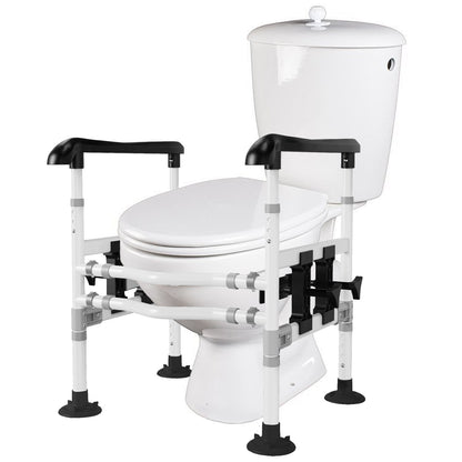 3-Way Adjustable Toilet Safety Frame, Anti-Slip Handrails, Suction Cups, Supports 220 lbs