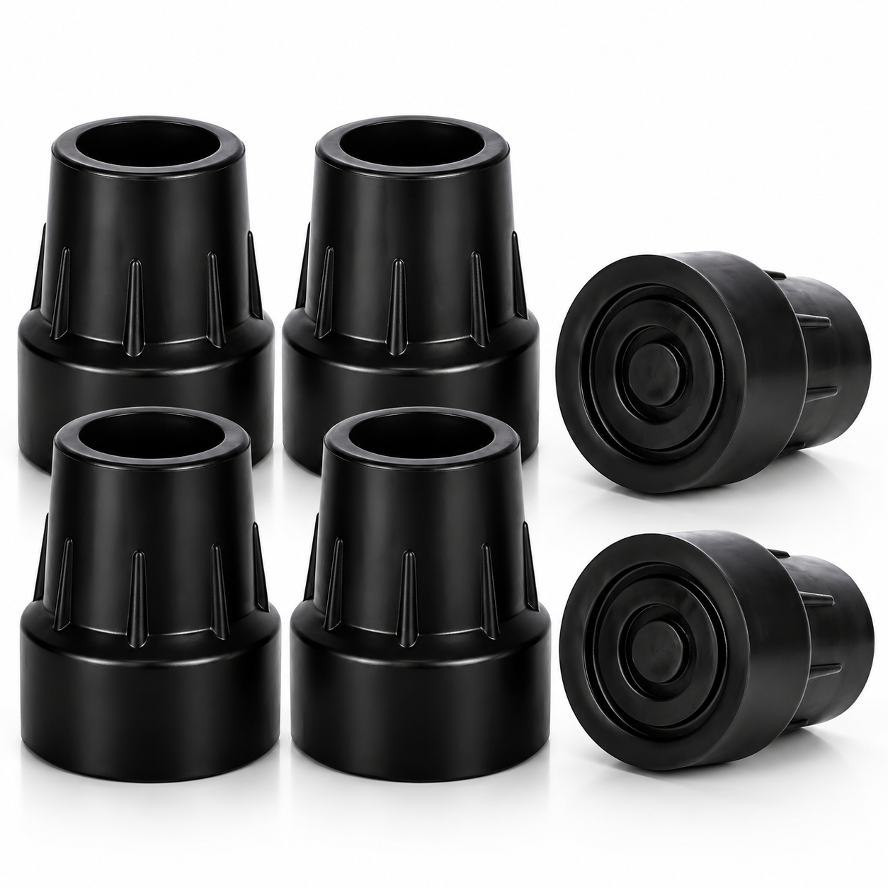 1 Inch Cane Tips 6 Pack Heavy Duty Rubber Replacement Crutch Tips for Walker Cane