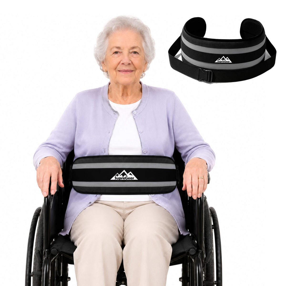 Wheelchair Positioning Belt ¨C Adjustable Breathable Mesh Support Strap for Wheelchairs, Transport Chairs & Mobility Scooters