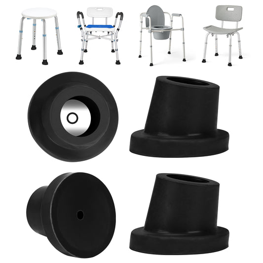 1 Inch Shower Chair Replacement Feet 4-Pack, Non-Slip Suction Rubber Tips for Bath Chairs