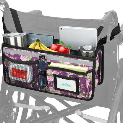 Large Capacity Wheelchair Bag Backpack Organizer with Multiple Pockets