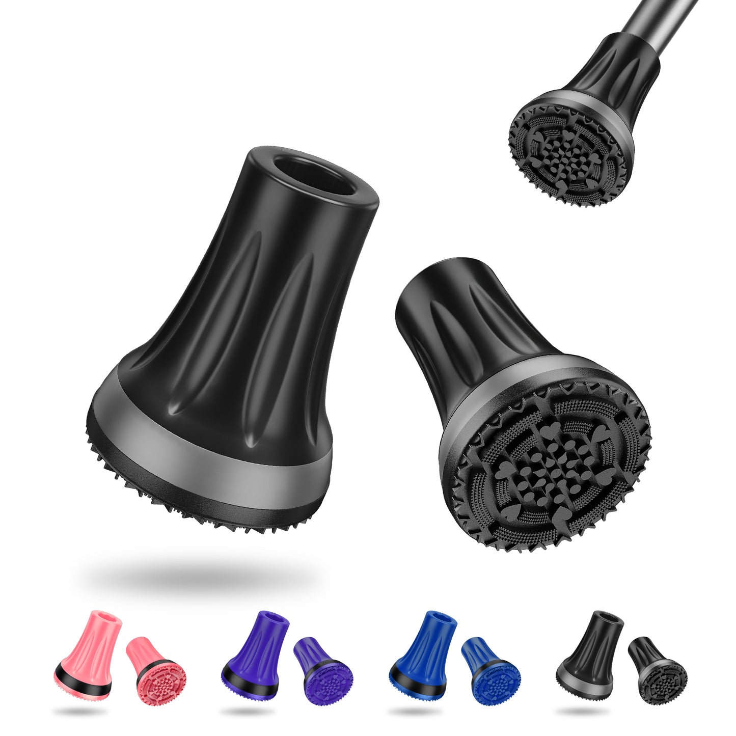 7/8" Heavy Duty Anti-Slip Cane Tips, 2-Pack