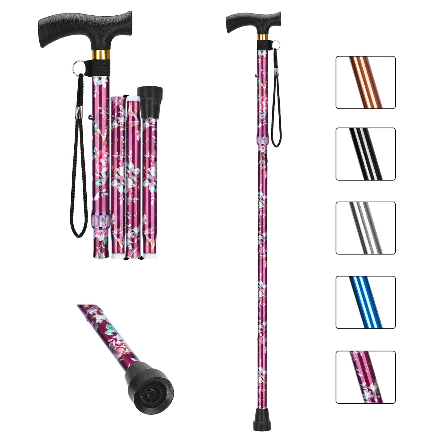Collapsible Aluminum Folding Cane with T-Handle