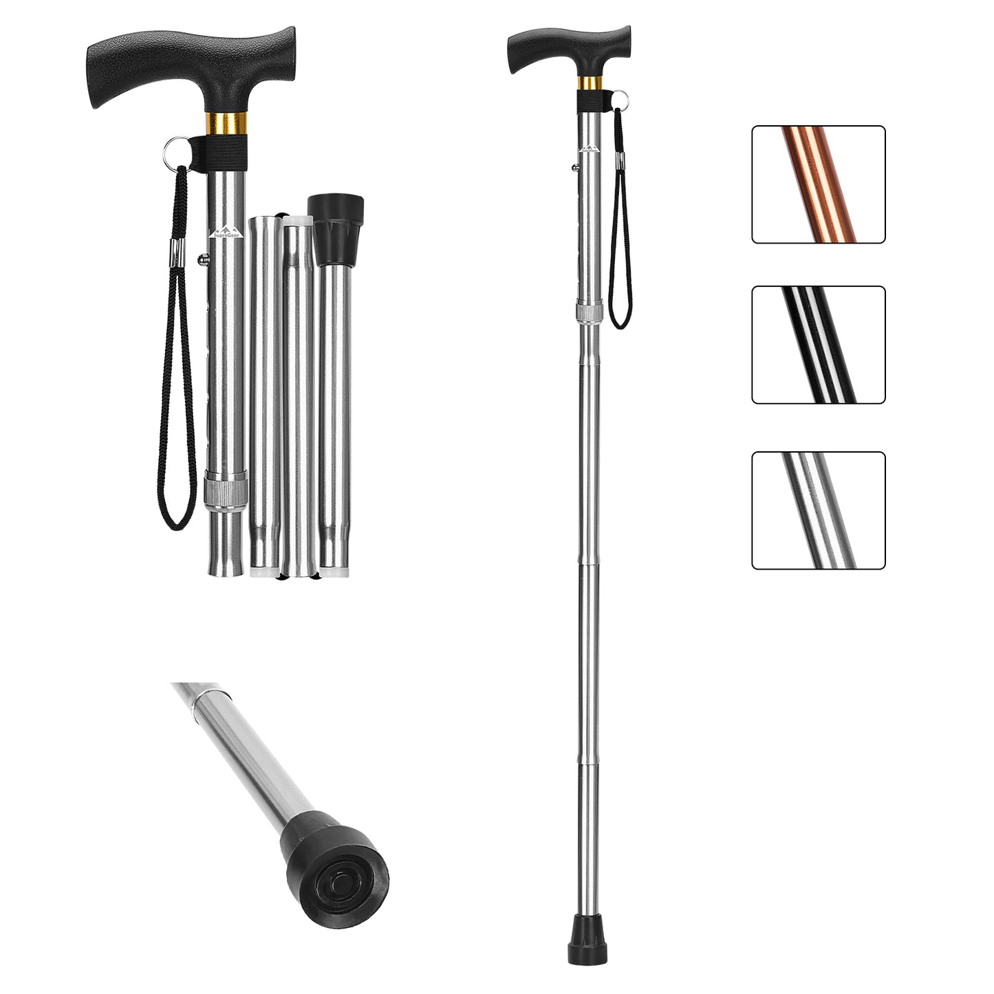 Collapsible Aluminum Folding Cane with T-Handle