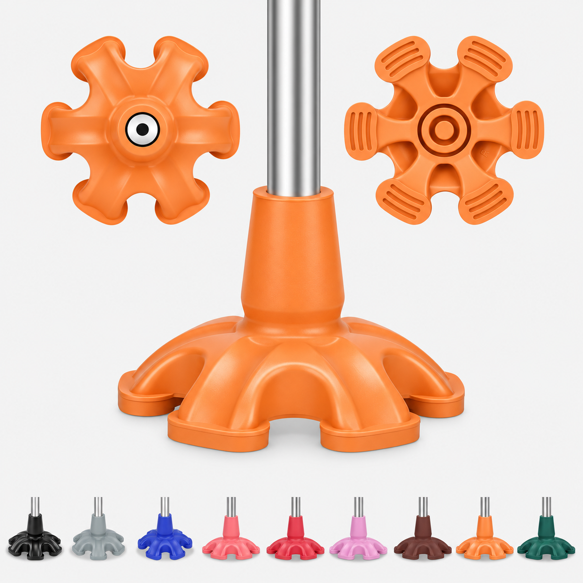 Self Standing Cane Tip 3/4 Inch 6-Prong Anti-Slip Rubber Replacement