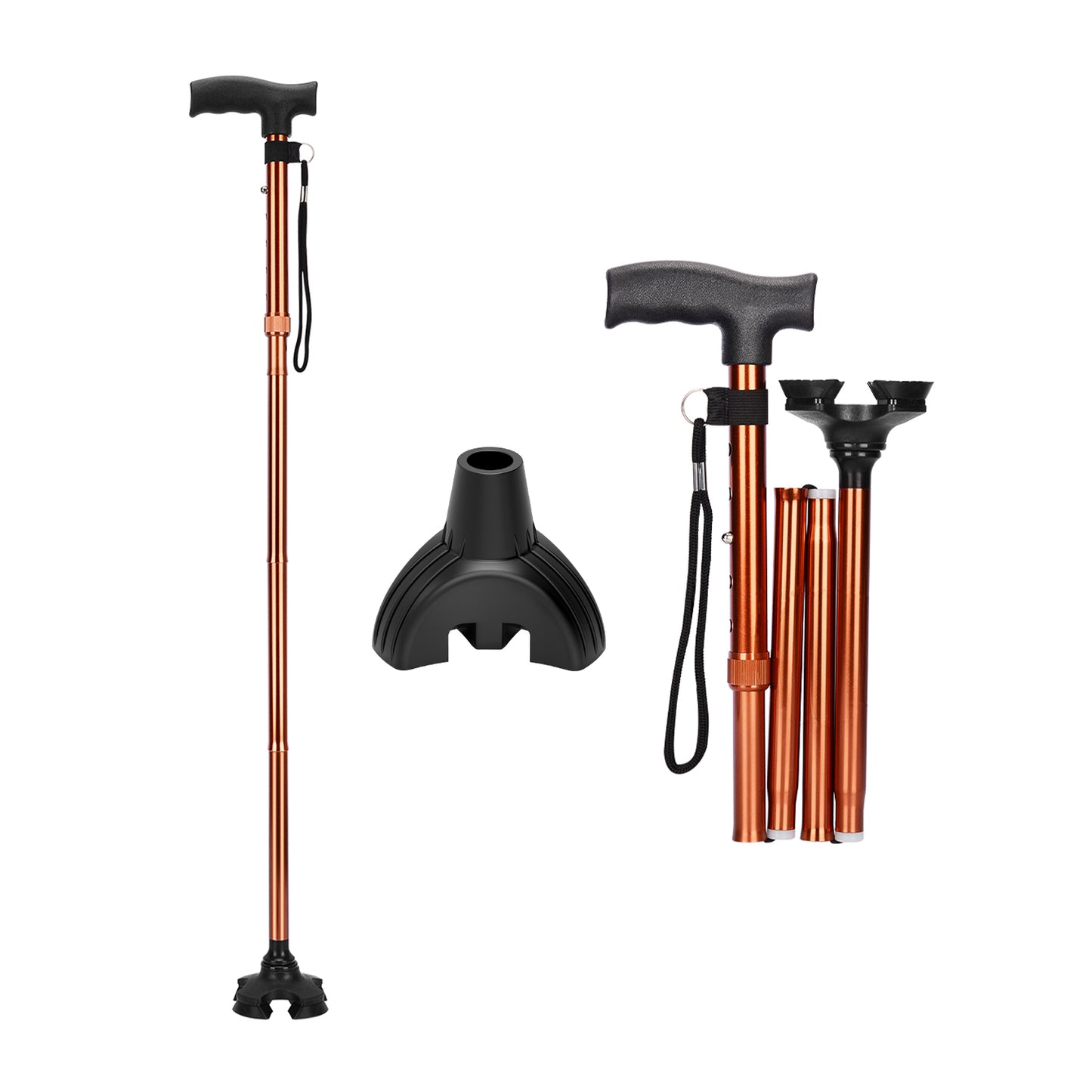Save 40% - Cane Set: Folding Cane x 1, 3-Prong Cane Tips (3/4" ) x 1