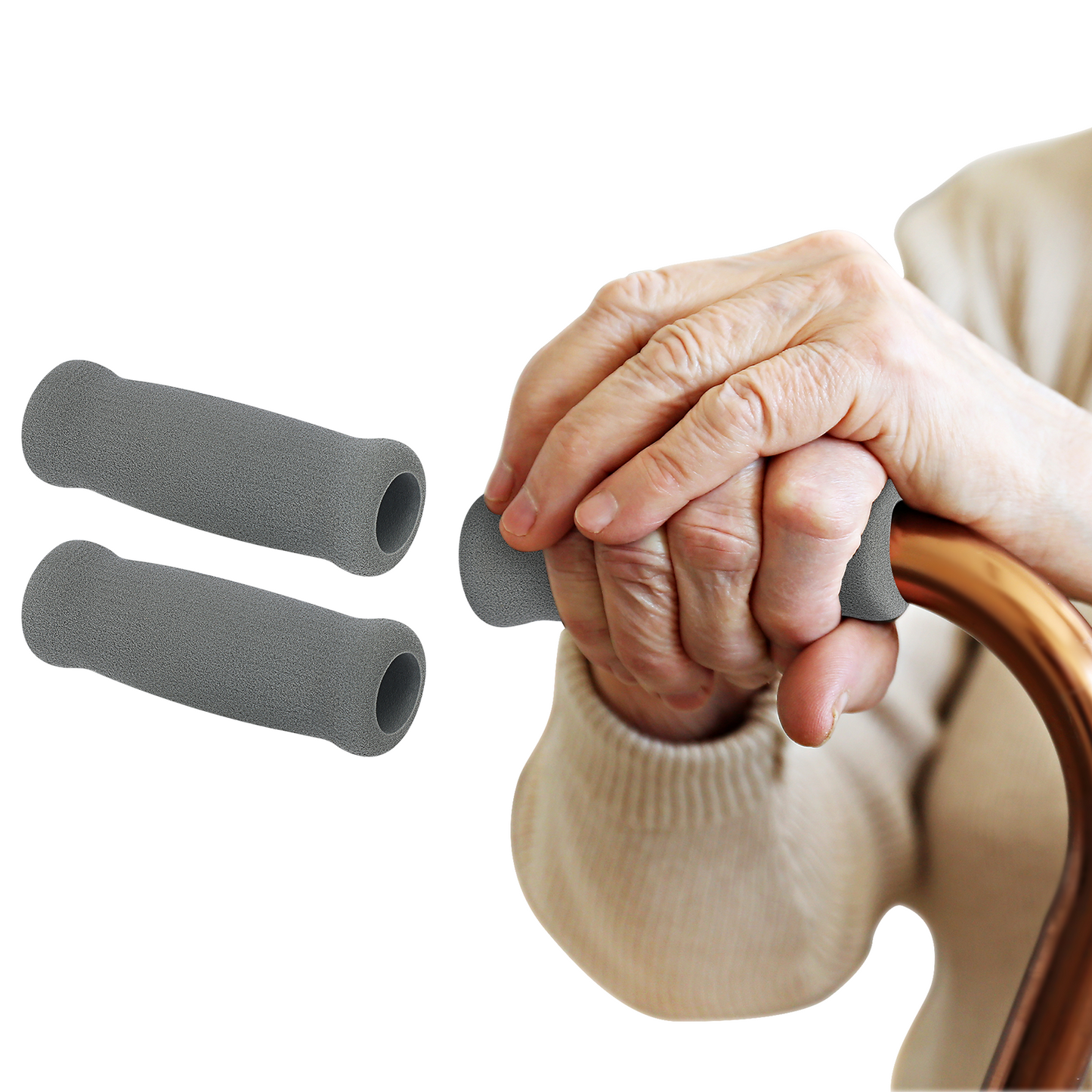 Replacement Cane Grip – Universal Foam Handle Covers for Offset Canes (2-Pack)
