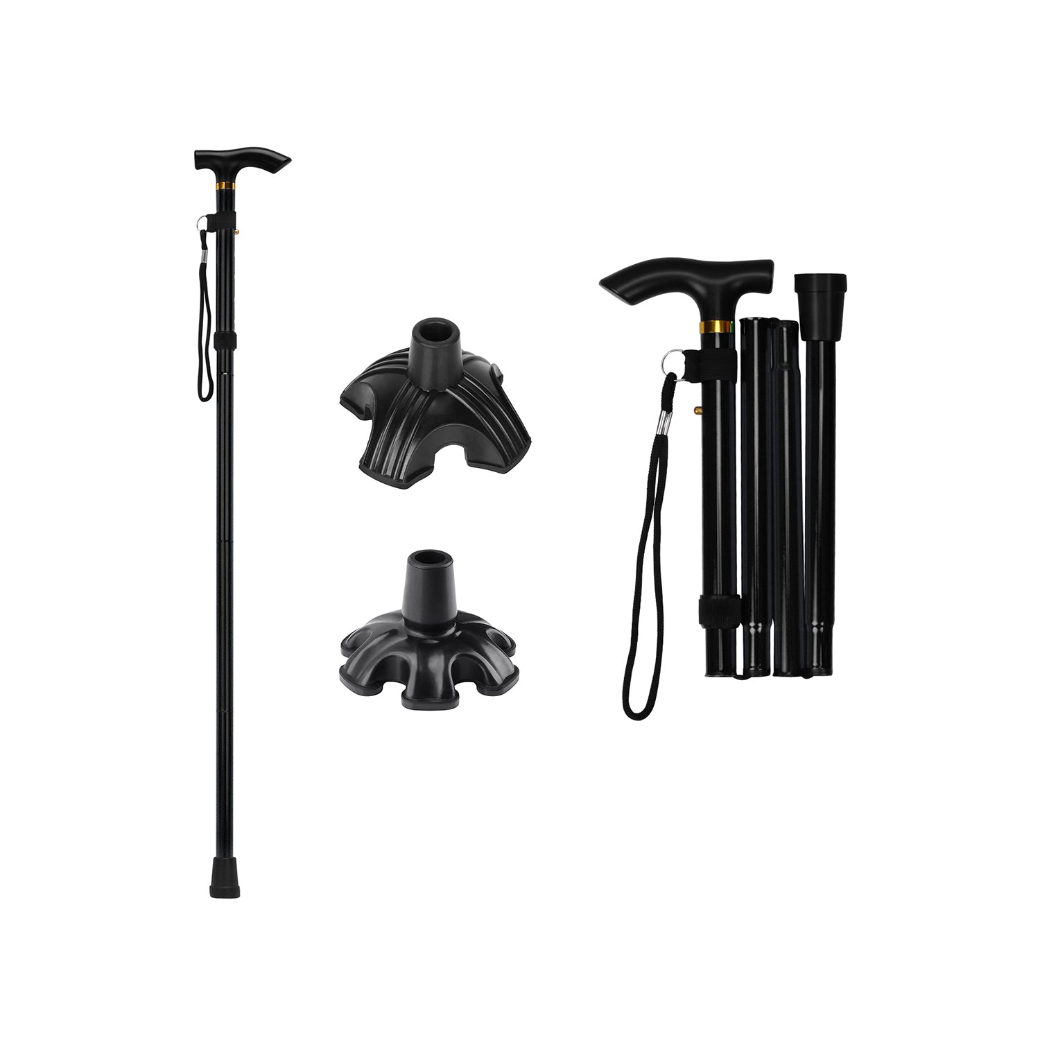 Save 40% - SupreGear Cane Set: Folding Cane + 4 & 6 Prong Tips (3/4