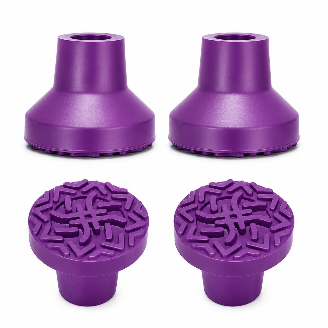 Heavy Duty Quad Cane Tips – Wider Anti-Slip Textured Rubber Feet for Enhanced Stability & Traction, Replacement Set 4PK/8PK