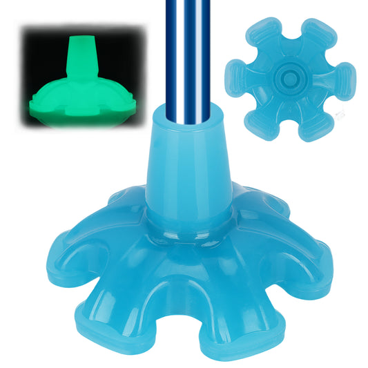 Glow-in-the-Dark 6-Prong Cane Tip, 3/4" Heavy Duty Rubber Base, Non-Slip & Self-Standing