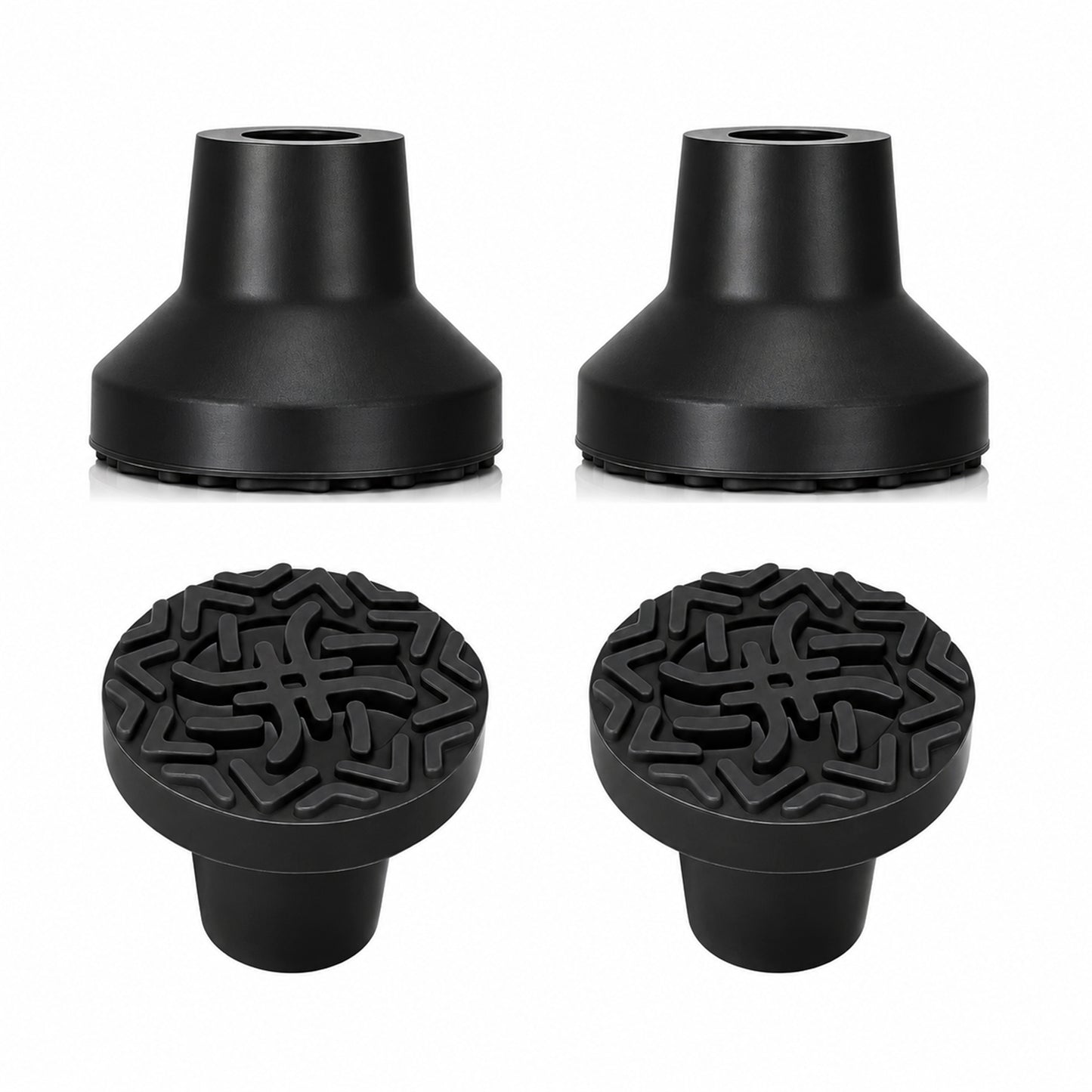 Heavy Duty Quad Cane Tips – Wider Anti-Slip Textured Rubber Feet for Enhanced Stability & Traction, Replacement Set 4PK/8PK